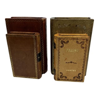 1960s Italian Leather Bookends- a Pair For Sale