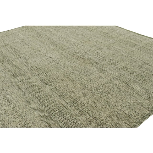 Rug & Kilim Rug & Kilim’s Contemporary Textural Rug in Green and White Tones - 14x20 For Sale - Image 4 of 7