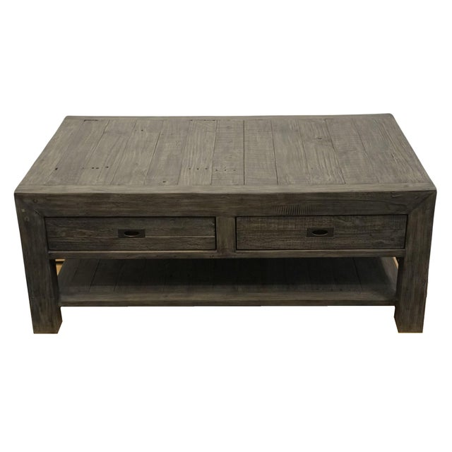 Contemporary West Main Home Ashford Collection Contemporary Farmhouse Style 50" Reclaimed Wood Accent Coffee Table - Dark Gray Finish For Sale - Image 3 of 10