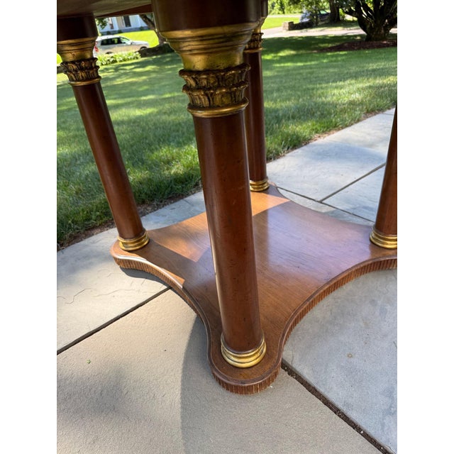 Vintage Baker Large Round Pedestal Extension Dining Table For Sale In New York - Image 6 of 9