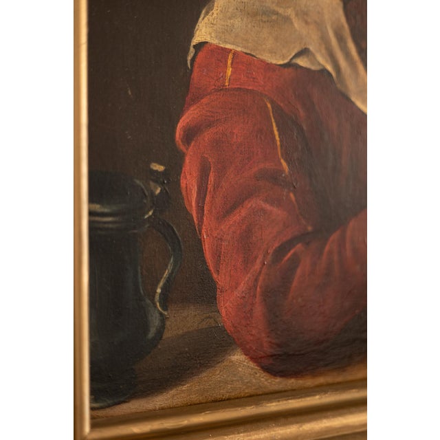 Man Smoking a Pipe, 19th Century, Oil on Canvas, Framed For Sale - Image 3 of 5