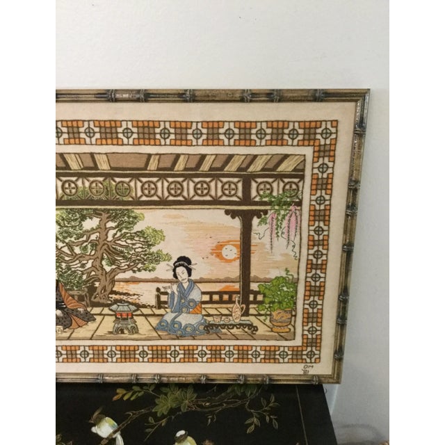 Vintage 1980s Embroidered Asian Portrait For Sale In Orlando - Image 6 of 8