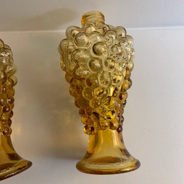 Glass Mid-Century Italian Grape Glass Bottles - a Pair For Sale - Image 7 of 9