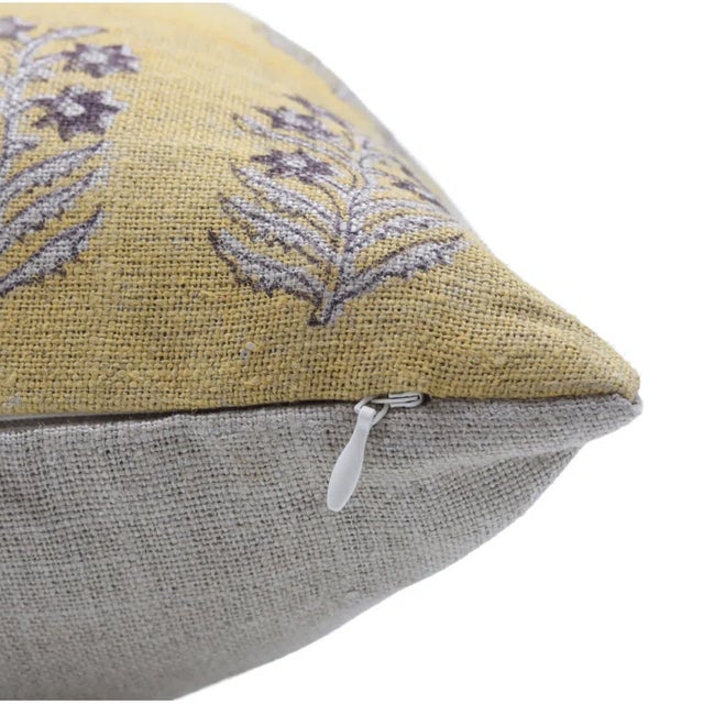 Art Deco Fabdivine Decorative Block Print Cushion Cover 22x22 Thick Linen- Indradhanush For Sale - Image 3 of 5