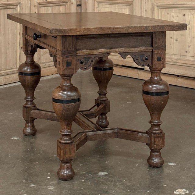 19th Century Dutch Jacobean Style Oak Table With Ebonized Trim For Sale - Image 15 of 18