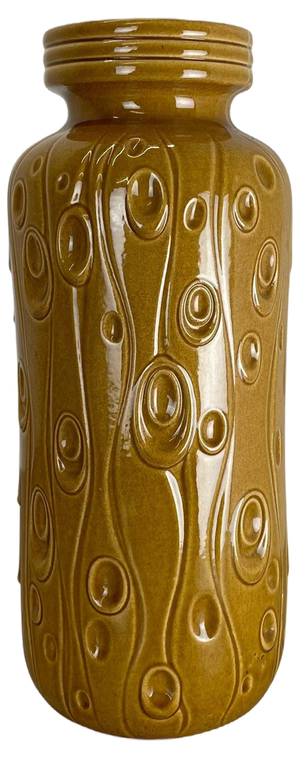 Large Pottery Fat Lava Ochre Floor Vase attributed to Scheurich, 1970s