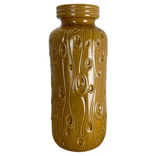 Large Pottery Fat Lava Ochre Floor Vase from Scheurich, 1970s For Sale