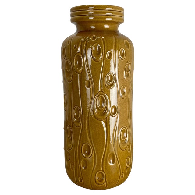 Large Pottery Fat Lava Ochre Floor Vase from Scheurich, 1970s For Sale