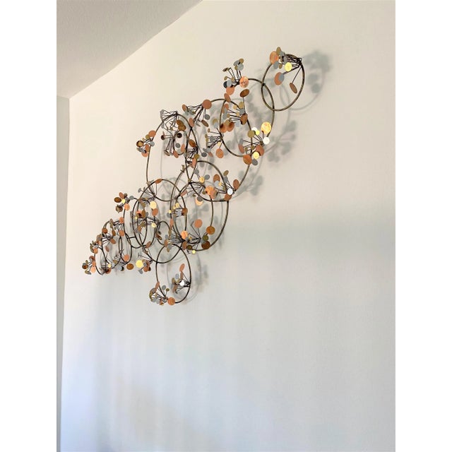 1970s Large Scale C. Jeré Copper, Chrome & Brass "Raindrops" Wall Art Sculpture Signed - #2 For Sale - Image 5 of 13