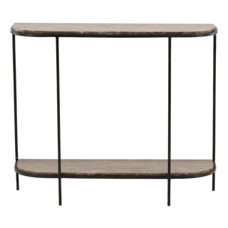 Modern Rounded Taupe Marble & Iron Console Table For Sale