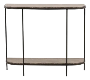Modern Rounded Taupe Marble & Iron Console Table