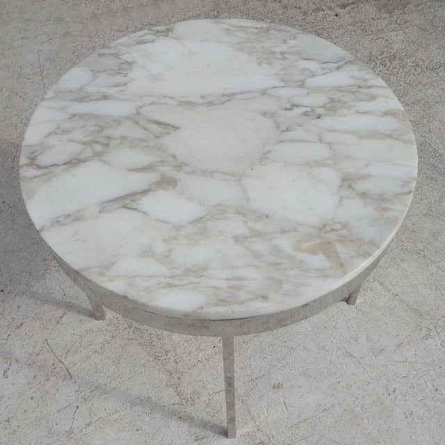 1970s Mid Century Chrome Marble Side Table in the Style of Nico Zographos For Sale In Houston - Image 6 of 7