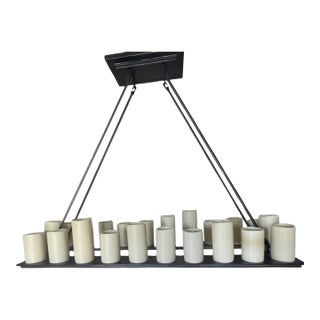 Restoration Hardware Farmhouse Style 16 Pillar Candle Chandelier For Sale