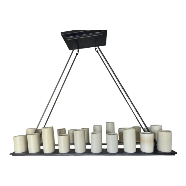 Restoration Hardware Farmhouse Style 16 Pillar Candle Chandelier For Sale