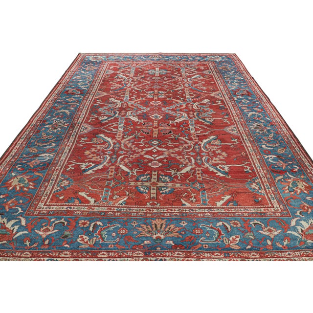 Traditional Antique Persian Sultanabad Rug With Red-Blue Floral Patterns, From Rug & Kilim For Sale - Image 3 of 7