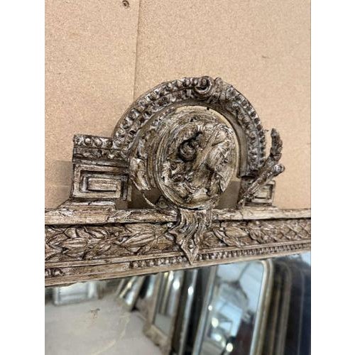 Large Antique French Painted Column Framed Mirror, 1800s For Sale - Image 3 of 8