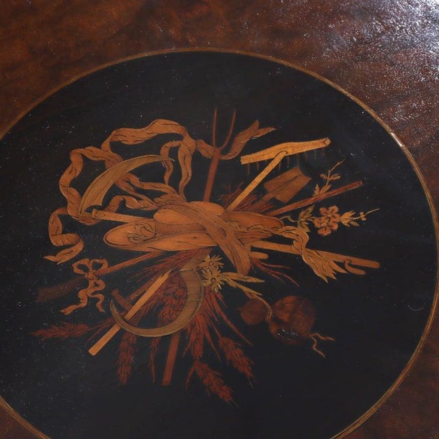 Pair Antique Renaissance Revival Ebonized, Gilt & Inlaid Walnut & Burl Stands c1890 Measures - 27 3/4" x 22 1/4" x 22 1/4"...