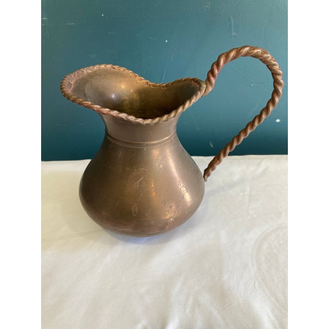 Vintage Hammered Brass Pitcher With Twisted Handle For Sale - Image 12 of 13
