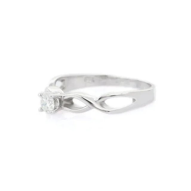 Not Yet Made - Made To Order 18k White Gold Twisted Band Brilliant Diamond Ring for Women Size 7 For Sale - Image 5 of 12