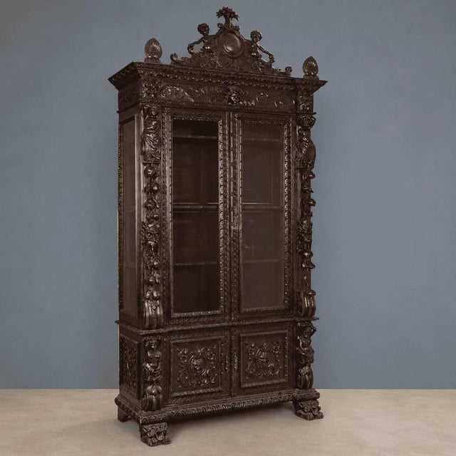 19th Century Neobaroque Walnut Display Cabinet For Sale - Image 16 of 16