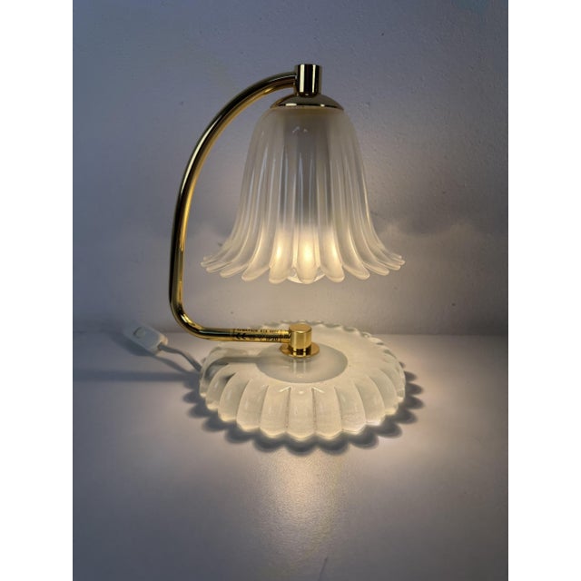 Set of two Murano glass and brass bedside lamps, "Murano Due", 1970s Intact and in good condition, E14 bulbs. Height 23...