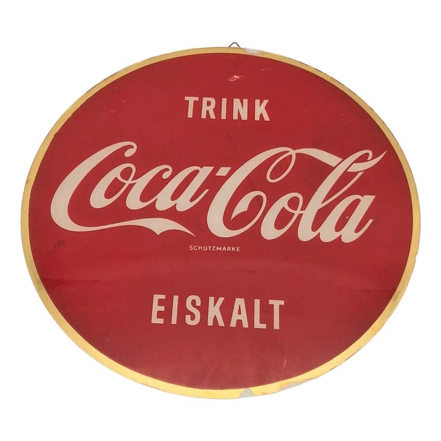 Advertising Sign Trink Coca Cola - Eiskalt, 1959 For Sale