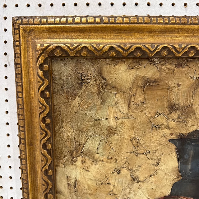 Vintage Mid Century Italian Still Life Oil Painting Signed E. Romini Gold Frame For Sale - Image 4 of 8