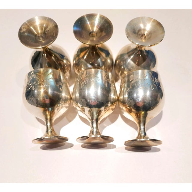 Vintage Silver Plated Global Ware Goblets- Set of 6 For Sale - Image 9 of 12