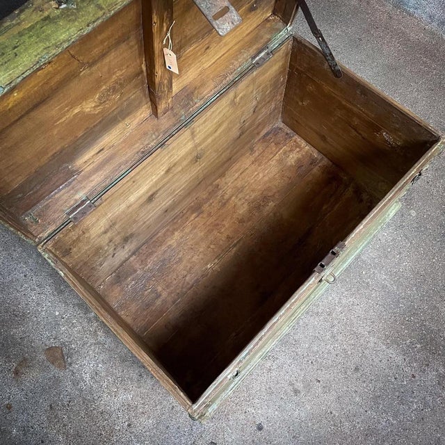 Antique Indian Rural Box in Green For Sale - Image 11 of 12