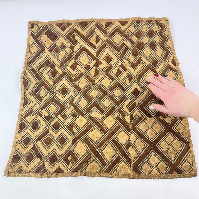 Early 20th Century Kuba Raffia Square Textile 21x19 inch For Sale In Denver - Image 6 of 6