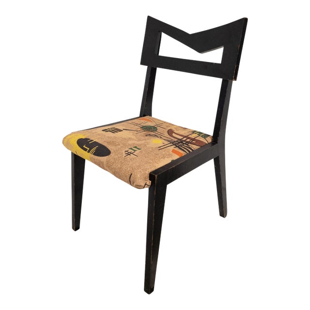 Mid-Century Funky Art Deco Black Painted Decorative Side Chair For Sale
