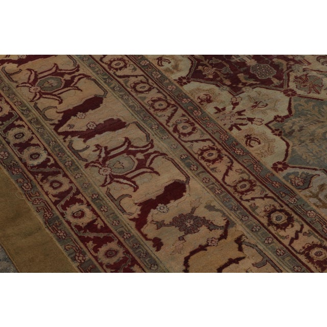 Hand-Knotted Antique Amritsar Rug Gold Red All Over Floral Pattern For Sale In New York - Image 6 of 9