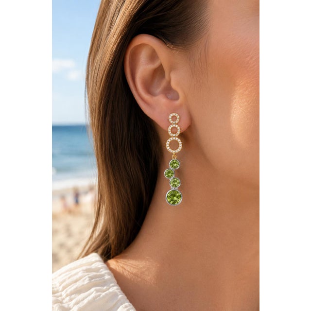 Metal Contemporary Silver Peridot Earrings, Pair For Sale - Image 7 of 7