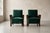 Hungarian Art Deco Lounge Armchairs in Green Velvet with Curved Wooden Armrests, 1930s, Set of 2 For Sale - Image 3 of 5