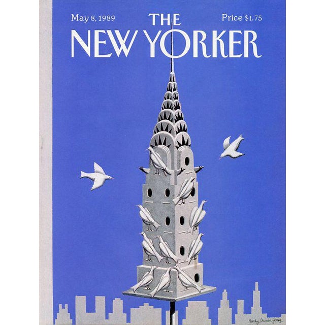 Original vintage New Yorker magazine cover dated May 8, 1989 featuring a New York City Chrysler Building theme. Based on...
