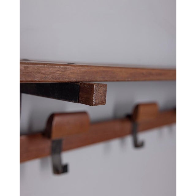 Black Vintage Italian Wooden Wall Coat Rack, 1960s For Sale - Image 8 of 9