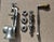 Universal #2 heavy metal hand meat grinder with 3 different-sized grind attachments. Wood-handled crank. 4” w x 10 1/4” h...
