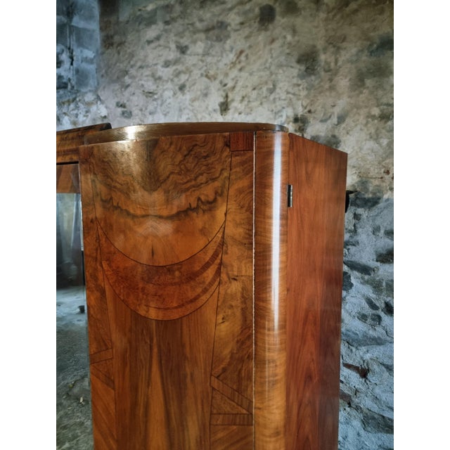 Art Deco French Walnut Wardrobe with Mirrored Door, 1930s For Sale - Image 16 of 18