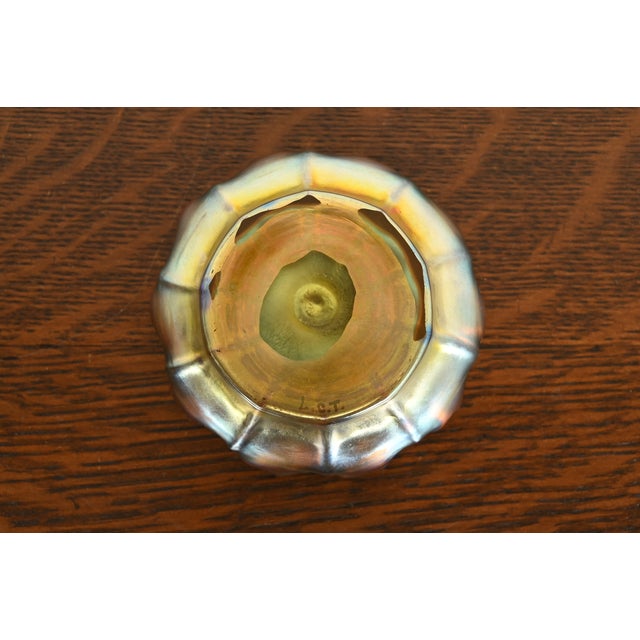 Louis Comfort Tiffany Favrile Iridescent Art Glass Scalloped Bowl For Sale - Image 10 of 12