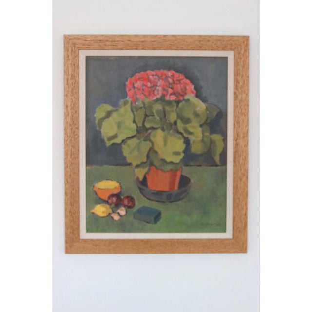 1950s Olax, Pink Hydrangea with Fruit, 1950, Oil on Panel, Framed For Sale - Image 5 of 18