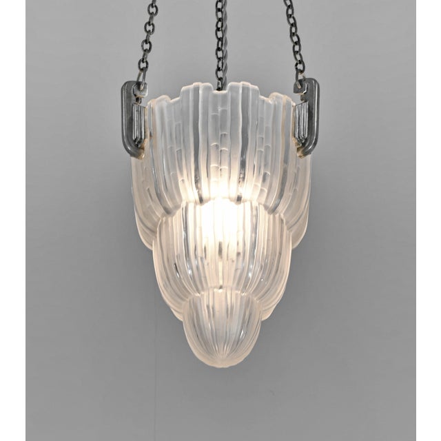 French Art Deco Pendant Light by Marius Sabino 1930 France For Sale - Image 10 of 18