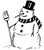 Shabby Chic Snowman With Broom Linen Pillow For Sale - Image 3 of 3
