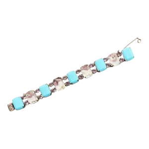 Vintage 1960s Signed Kramer of NY Faux-Turquoise White/Purple Givre Bracelet