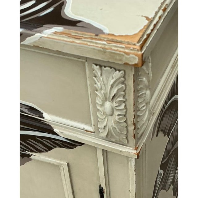 Mid 20th Century Vintage Banana Leaf Hand Painted Cabinet For Sale - Image 5 of 14