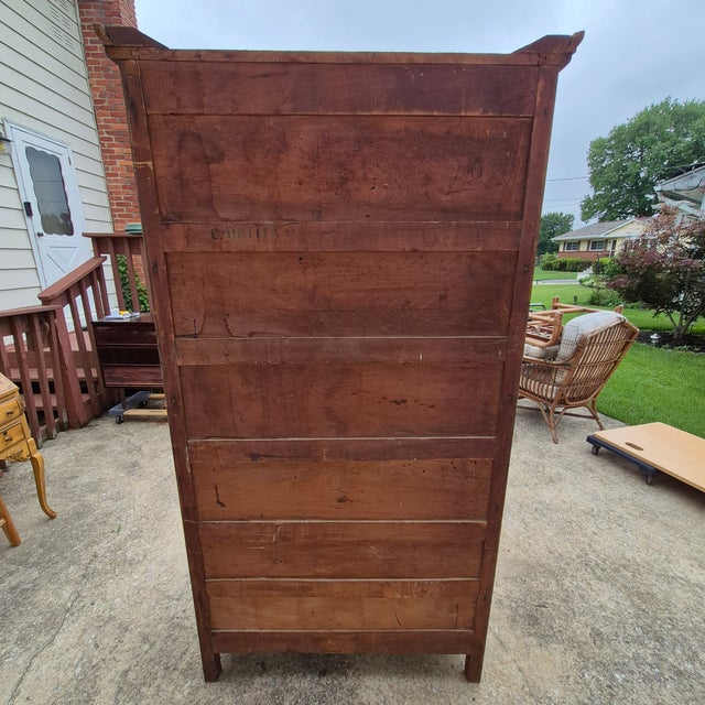 19th Century Antique Primitive Tall Screened Door Oak Pie Safe Jelly Cupboard Storage Cabinet For Sale - Image 14 of 17
