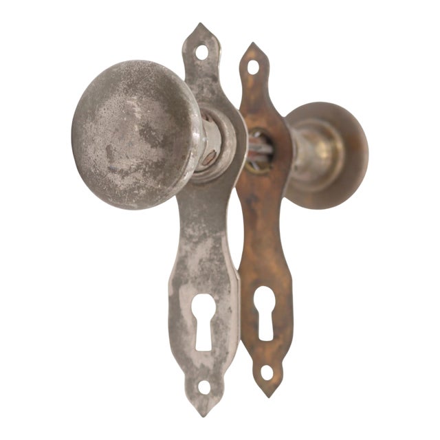 Mid 20th Century Traditional Brass Passage Door Knob Set For Sale