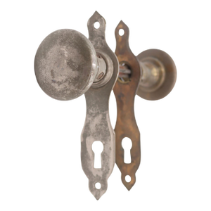 Mid 20th Century Traditional Brass Passage Door Knob Set