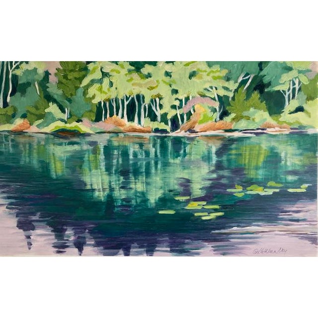 "August Lake”, an original oil painting on archival 8.5” x 14” Duralar*. Last photos show framing ideas. The watermark...