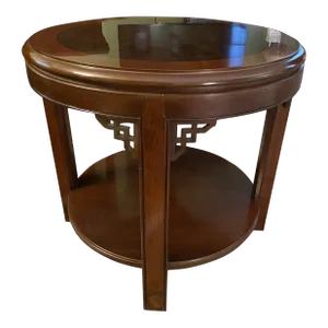1990s Drexel Heritage Banded Mahogany Round Lamp Table
