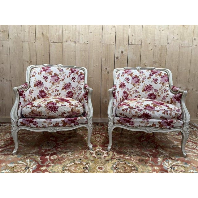Louis XV Style Bergère Armchairs, Set of 2 For Sale - Image 4 of 10